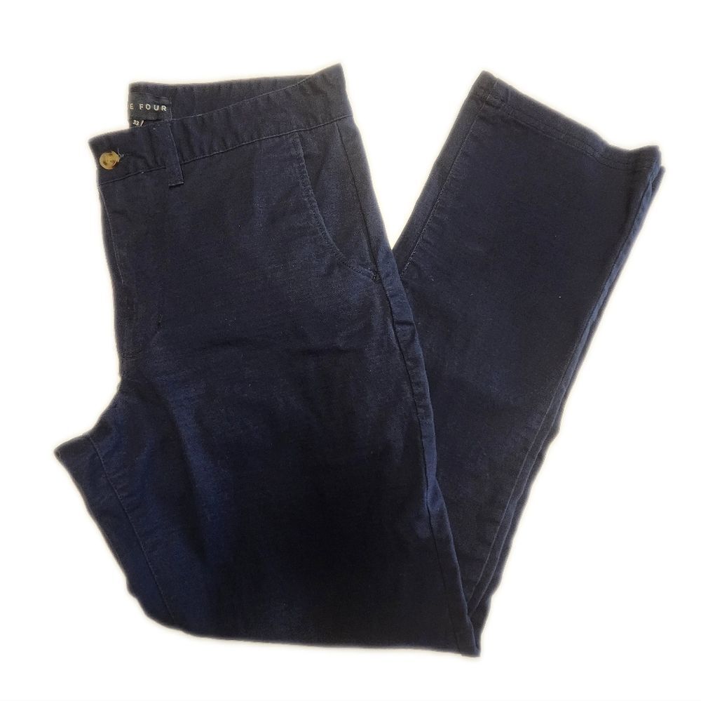 Five Four Men's Navy Blue Cotton Dress Pants Chinos, 6 Pockets, 33 Waist
